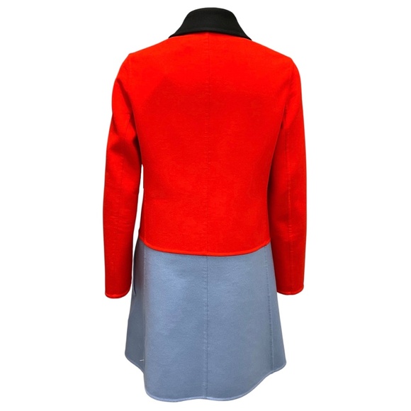CHRISTIAN DIOR BRIGHT ORANGE / LIGHT BLUE DOUBLE FACE FANTAISIE COAT - Picture 3 of 7